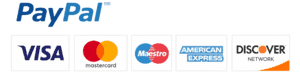 Secure payment accepted via Visa, Mastercard, Maestro, American Express, and Discover Network