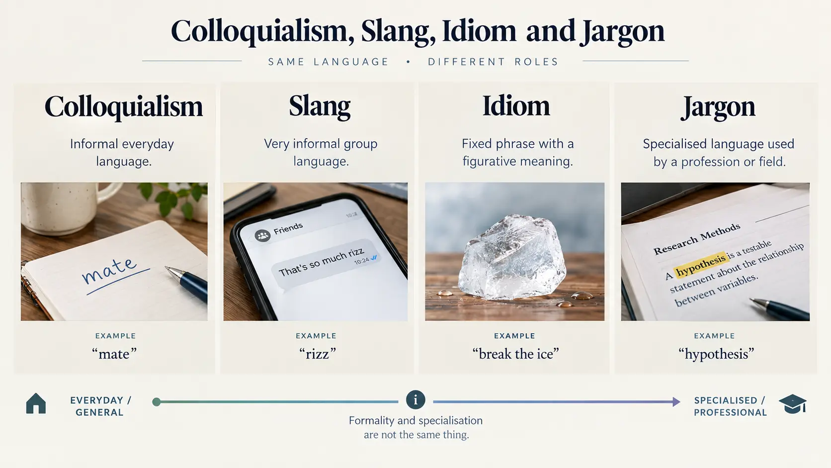 Colloquialism vs Slang vs Idiom vs Jargon Colloquialism vs Slang vs Idiom vs Jargon