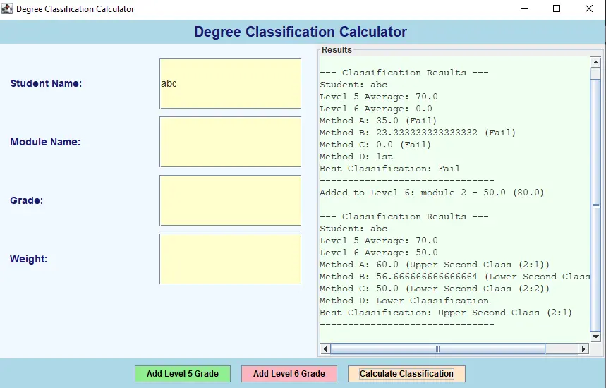 Figure 3: Functionalities in the Application