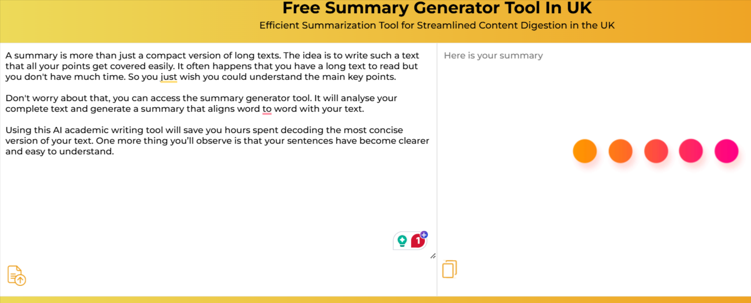 Free AI Summary Generator tool