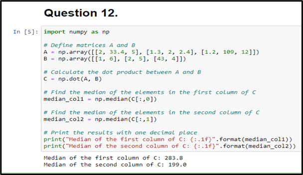 Python coding for Question 12