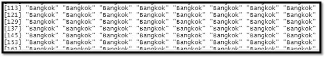 The output of the queries showcasing the data regarding Bangkok